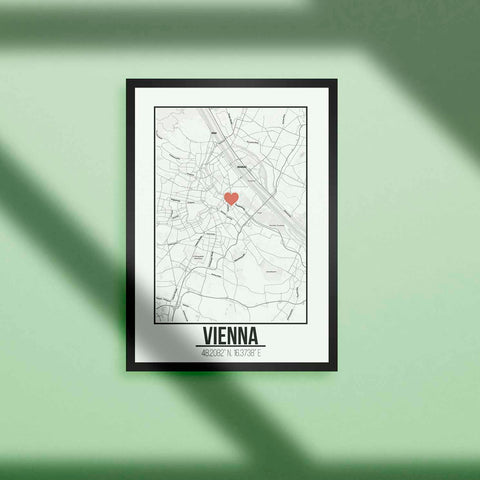 Tranh poster khổ A3 giấy mỹ thuật in hình Love City - Vienna