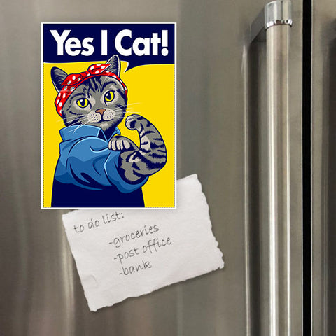 Miếng hít tủ lạnh giữ note in hình Yes I cat